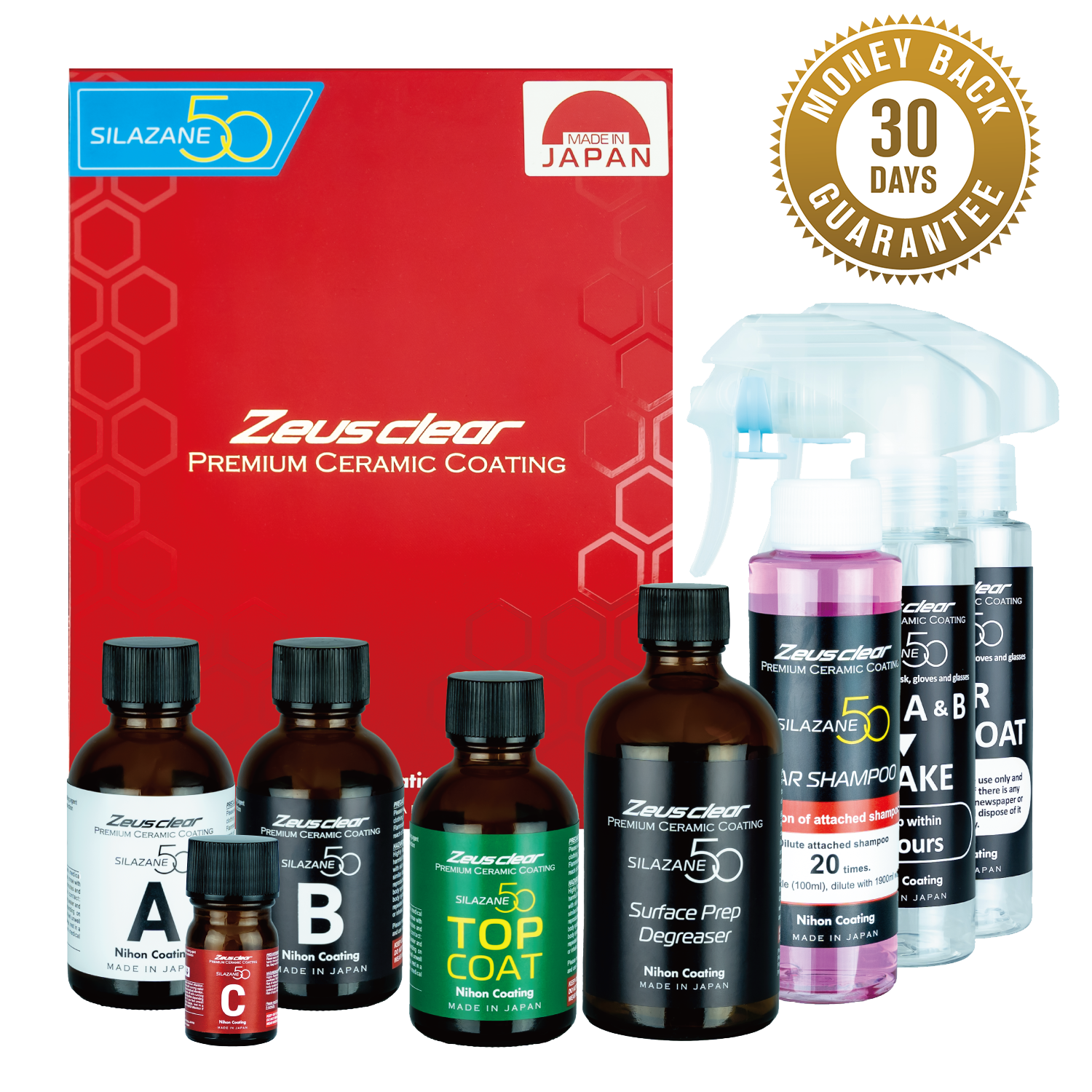 シラザン50 Zeusclear Premium Glass Coating L Two-Coat | 5 Years | 9H] Premium Ceramic Coating for Cars SILAZANE50
