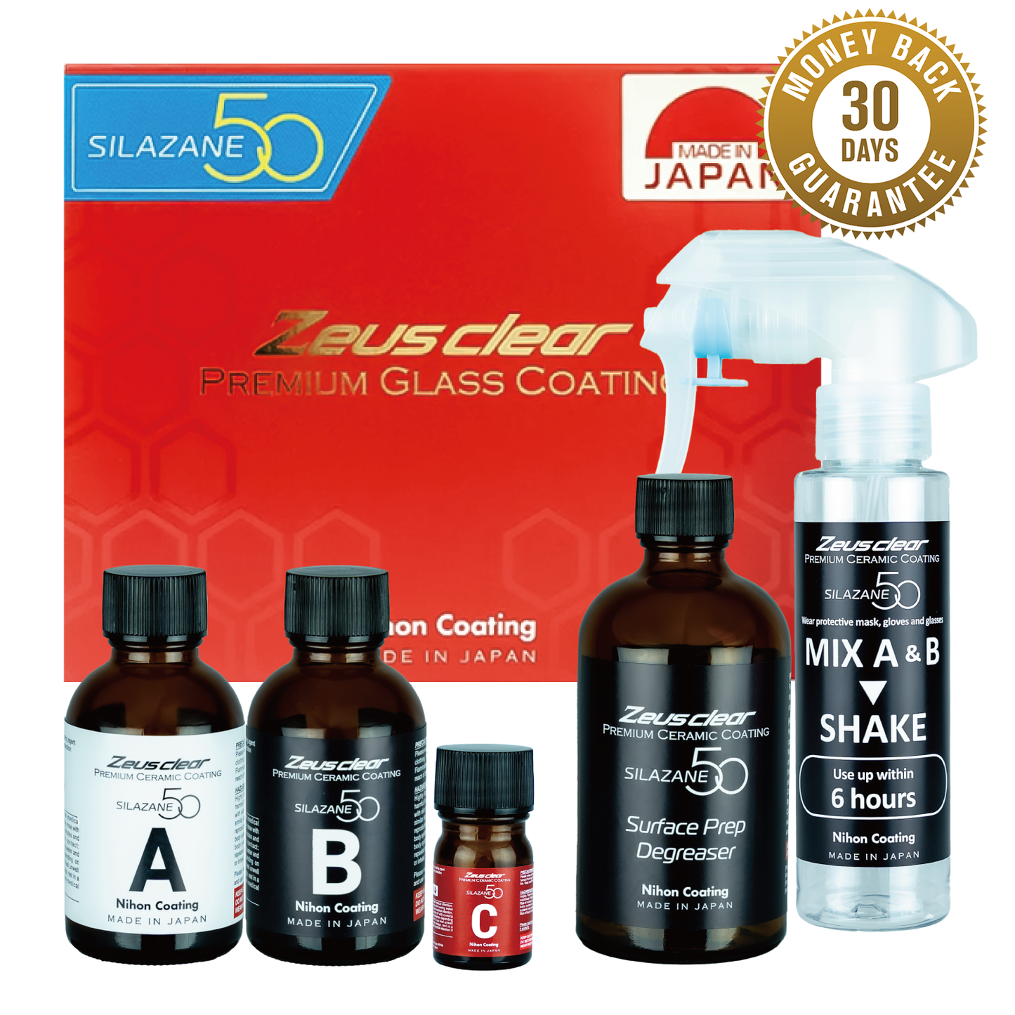 [One-coat | 3 Years | 9H] Premium Ceramic Coating for Cars SILAZANE50 STARTER KIT