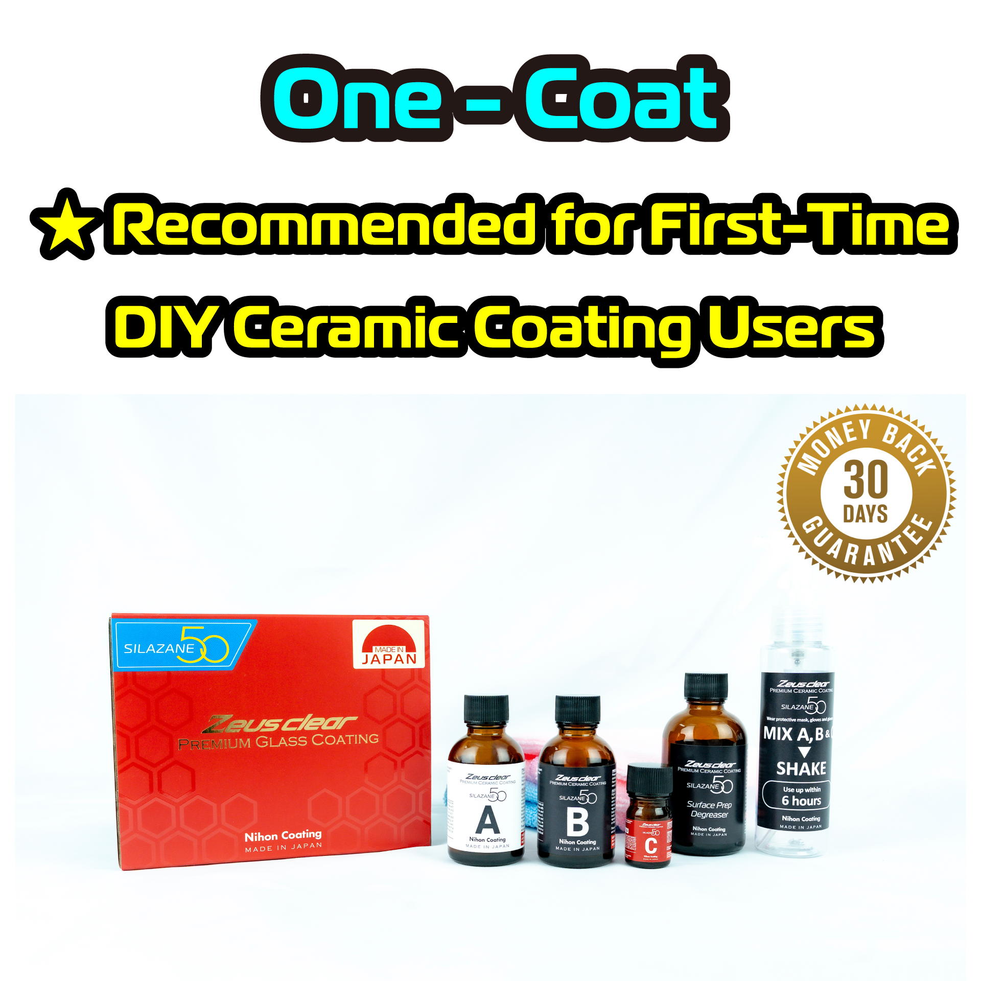 [One-coat | 3 Years | 9H] Premium Ceramic Coating for Cars SILAZANE50 STARTER KIT