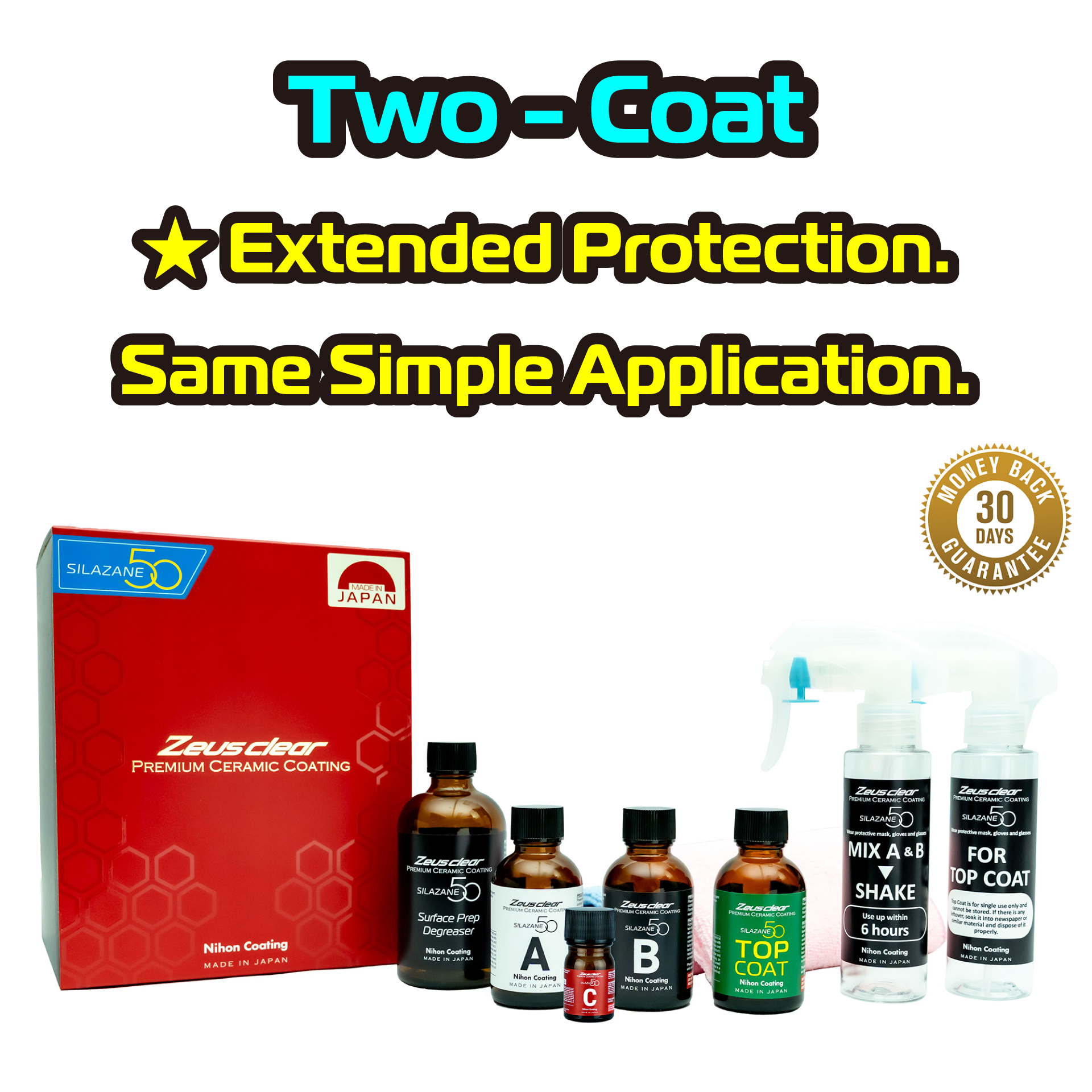 [Two-Coat | 5 Years | 9H] Premium Ceramic Coating for Cars SILAZANE50 BASE KIT